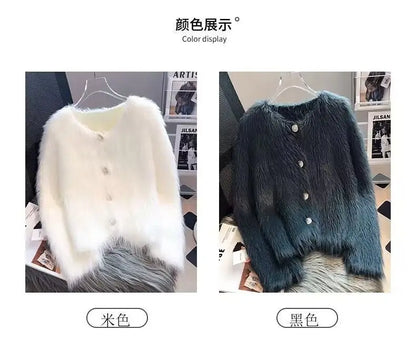 Imitation Mink Cashmere Knitted Cardigan Sweater Coat Women Autumn And Winter 2023 Popular European Soft Cardigan Sweater Female