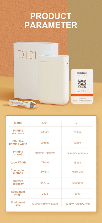 Niimbot D110 D11H 300dpi Bluetooth Label Printer Compact Wireless&Feature-Rich for Labeling Excellence Mobile Phone Durabiility