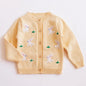 Baby Girls Embroidery Sweater Cardigan Autumn Fashion Cotton Floral Collar Kids Knitted Cardigan Rabbit Coat Outerwear Korean