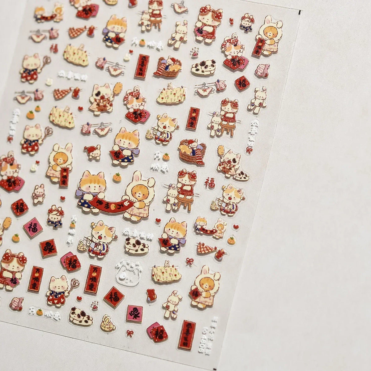 5D Pudding Jelly Dessert Fruit Cherry Pink Claw Print Bowknot Tie knot Love Heart Stars Nail Art Sticker Adhesive Manicure Decal