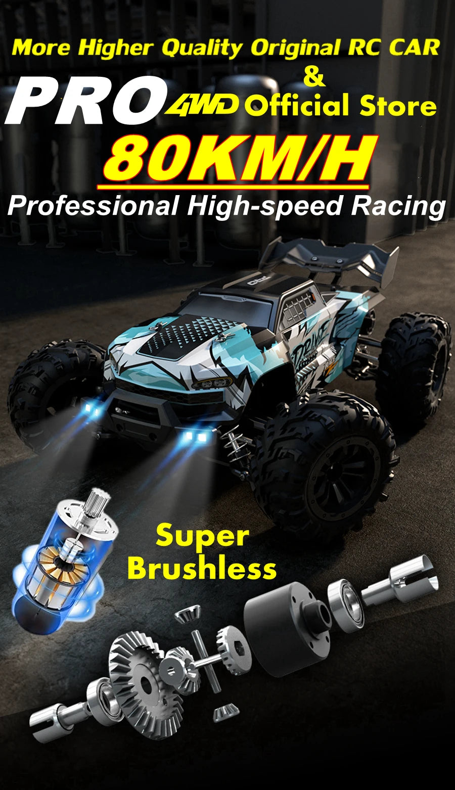 4WD 1:16 80KM/H Super Brushless 50KM/H Brushed RC Car 4x4 Off Road Remote Control High Speed Drift Racing Truck Buggy Toy Gift