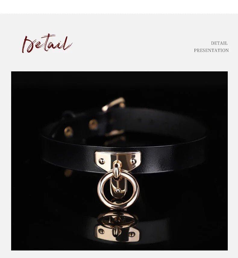 Genuine Leather Series Collar Slave Bed Neck Restraint Belt Strap BDSM Female Couple Bondage Erotic Fun Sex Toys Adult Games
