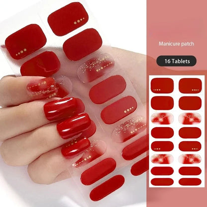 16/22 Tips Semi Cured Gel Nail Stickers for UV Lamp Designer Adhesive Nail Gel Wraps DIY Long-lasting  Nail Decoration