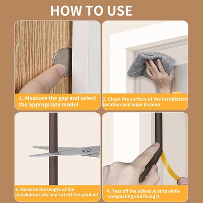 5m/10m Door Seal Strip Self-adhesive Draft Stopper Tape Window Weather Stripping Dustproof Insulation Noise Rubber Sealing Strip