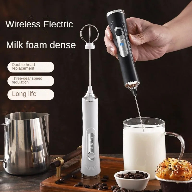 USB Electric Mixer, Handheld Coffee Milk Frother, Portable 3-Speed Blender, Butter Maker, Kitchen Tool, Ingredient Mixer