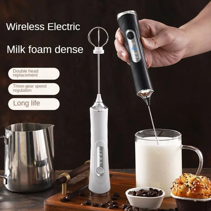 USB Electric Mixer, Handheld Coffee Milk Frother, Portable 3-Speed Blender, Butter Maker, Kitchen Tool, Ingredient Mixer