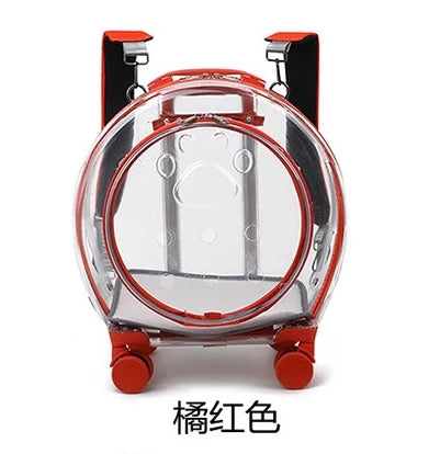 pet trolley case portable dog going out transparent trolley bag large capacity two cats