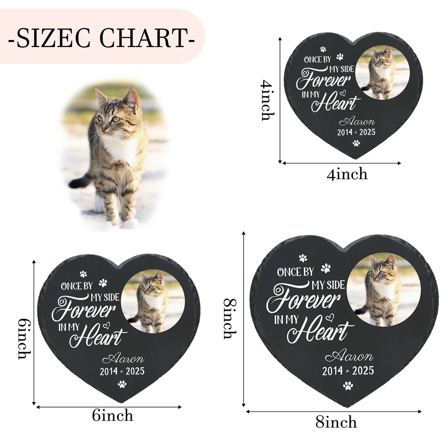 Personalized Pet Memorial Stone,Custom Cat Grave Marke Plaque With Photo&Name,Garden Slate Tombstone Pet Loss Remembrance Gift