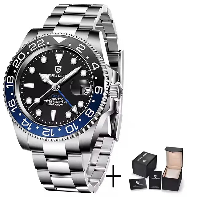PAGANI DESIGN 2026 40MM Luxury Men GMT Automatic Machinery Watch Ceramic Bezel Jubilee Strap Sapphire Waterproof Watches for men