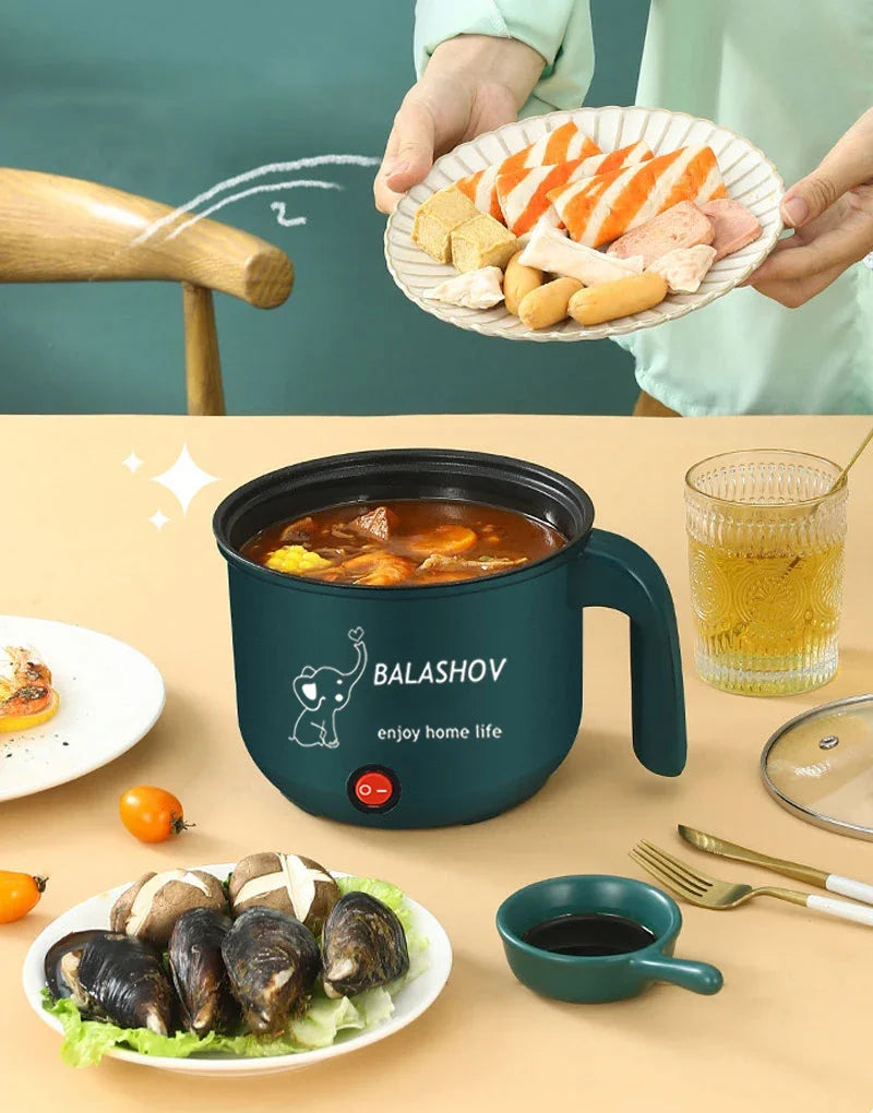 220V Mini Electric Cooker Multi-functional Cooking Pot Non-stick Frying Pan Ramen Dormitory Small Electric Hot Pot Cute Cartoon