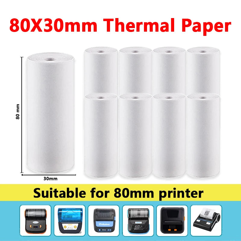 80MM Thermal Receipt Paper 3/6/10 Rolls White Paper For Mini Portable Thermal Receipt Printer For Supermarket Business Printing