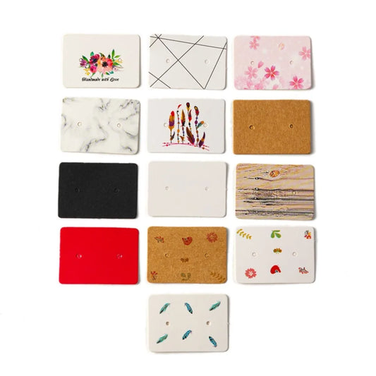 50/100Pcs 5x4cm Earring Cards Cardboard Labels DIY Jewelry Display Stand Holder Small Businesses Selling Packaging Supplies