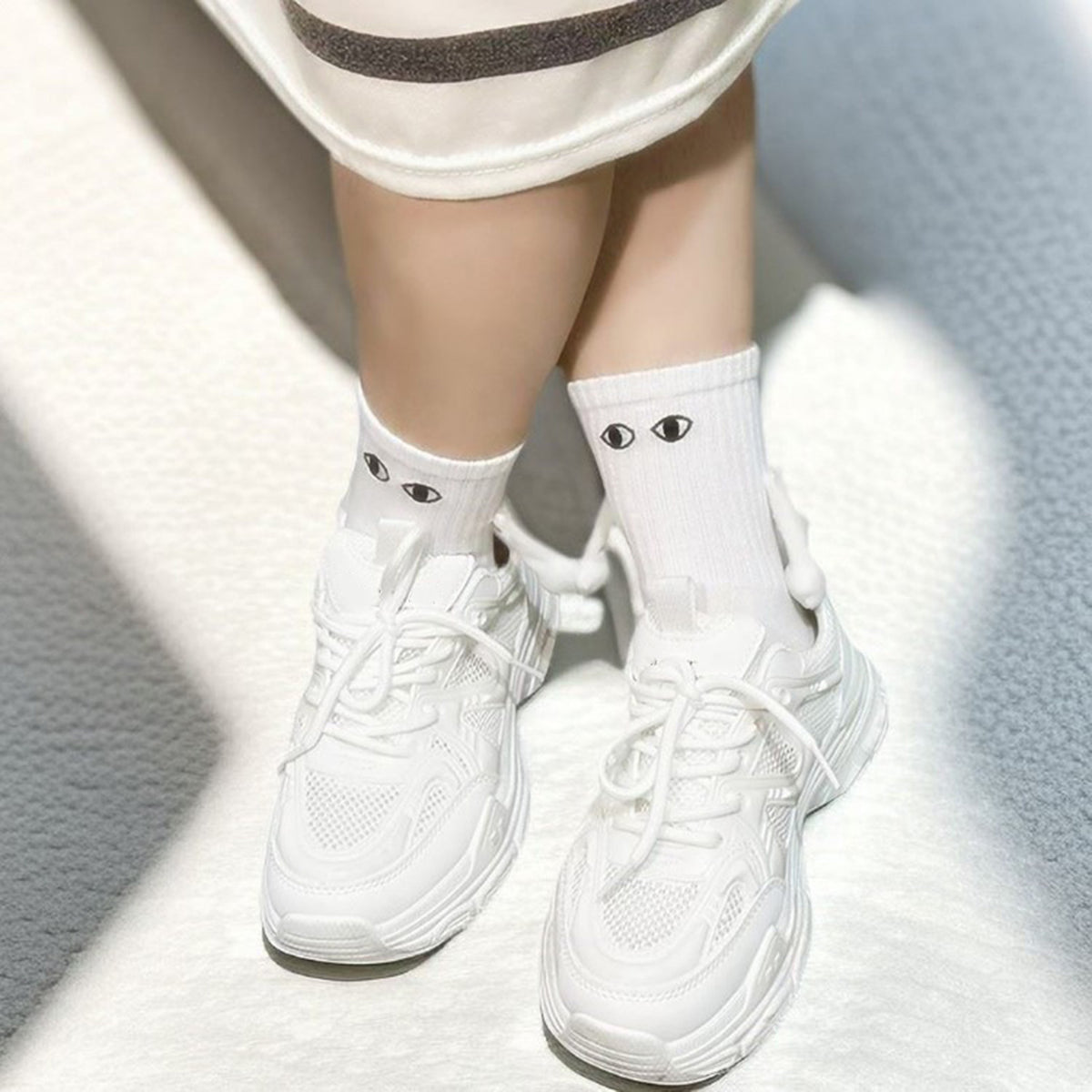 Fashion Magnetic Holding Hands Socks All-match High Elastic Couple Socks For Spring Home Mid Tube Socks Breathable Sports