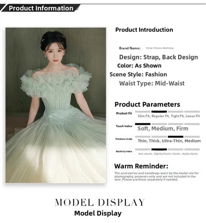 Ele een Evening Gown for Women High-End Luxury Fairy T Performance Host Dr Korean Sle Floral Mid-Waist Slim Fit