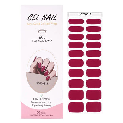 16/20/22Tips Semi-Cured Gel Nail Wraps Full Cover Manicure DIY Waterproof Long Lasting Gel Nail Stickers set for UV Lamp Need