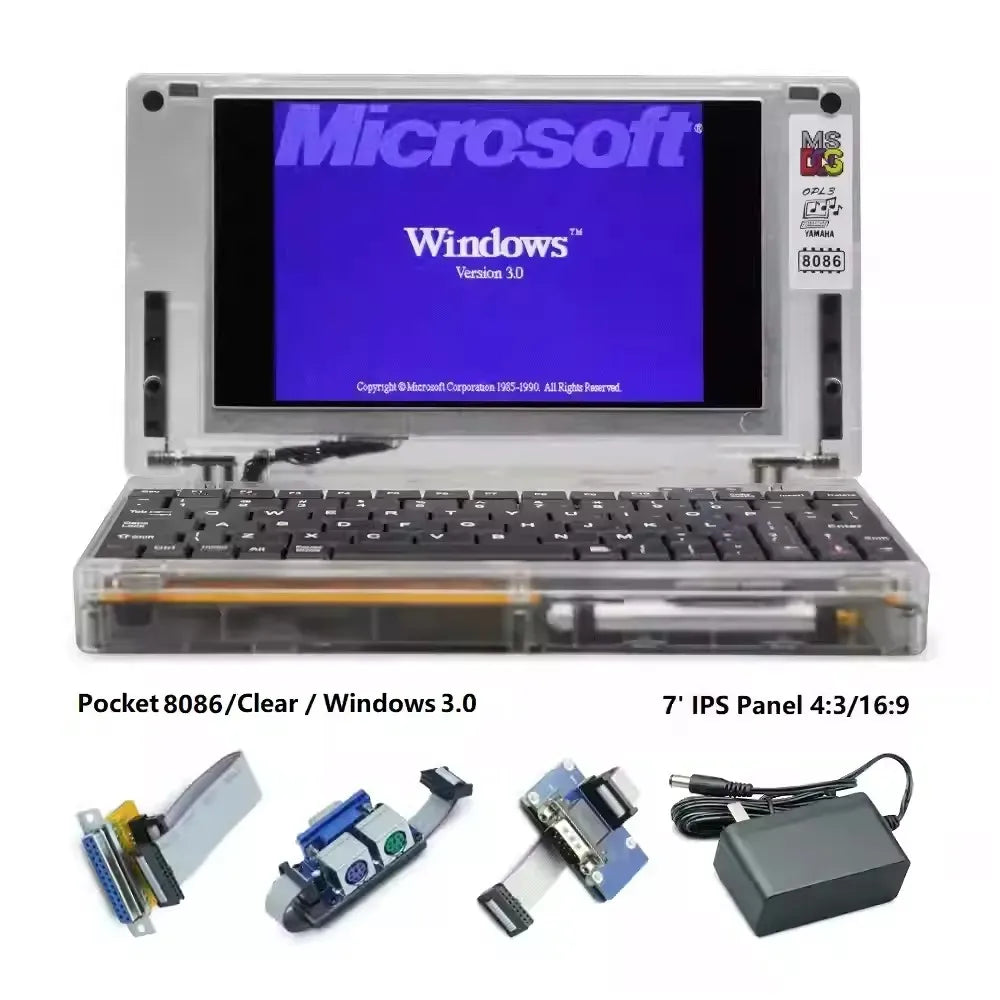 Pocket8086 DOS Computer Windows3.0 8086CPU IBM PC-X Compatible Notebook VGA Graphics Card 768KB RAM 512MB Storage Retro Computer