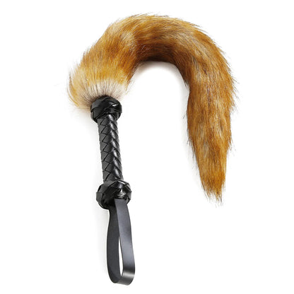 BDSM Faux Fox Tail Whip with Handle, Cosplay Tail Flogger, Bondage Paddle, Pet Play Roleplay, Fetish Costume Accessory, SM Adult