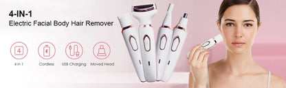 Electric Razor for Women Leg Body Hair Shaver Bikini Underarm Epilator Painless Facial Mustache Trimmer Portable Hair Remover