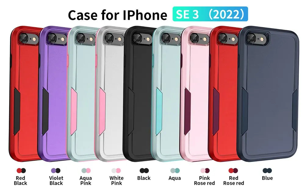 For iPhone SE 3 2022 Case Shockproof Hybrid Case Dual Layer Design Hard Cover For iPhone SE 2 2020/iPhone 6/6S/7/8 Plus Cases