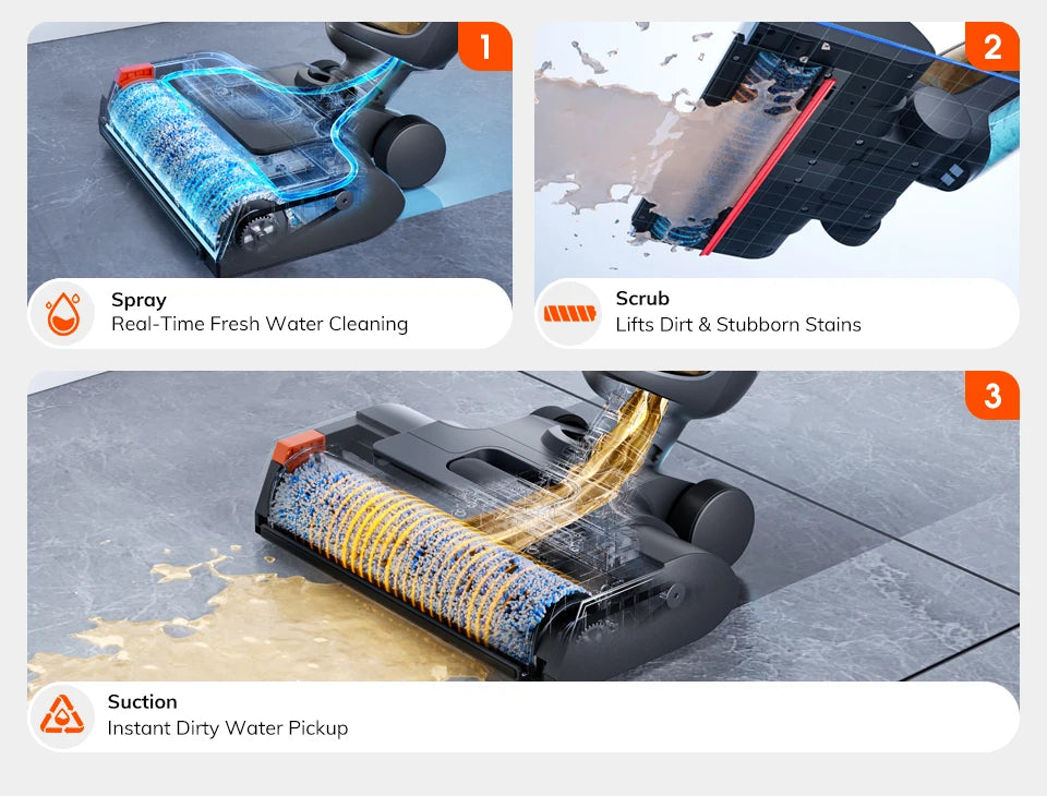 ILIFE W90 Pro Cordless Vacuum Cleaner Mop Wet & Dry, 7000Pa Suction, One Tap Self-Cleaning, Floor Washer, LED Display, Large Dual Water Tank, Upgraded W90