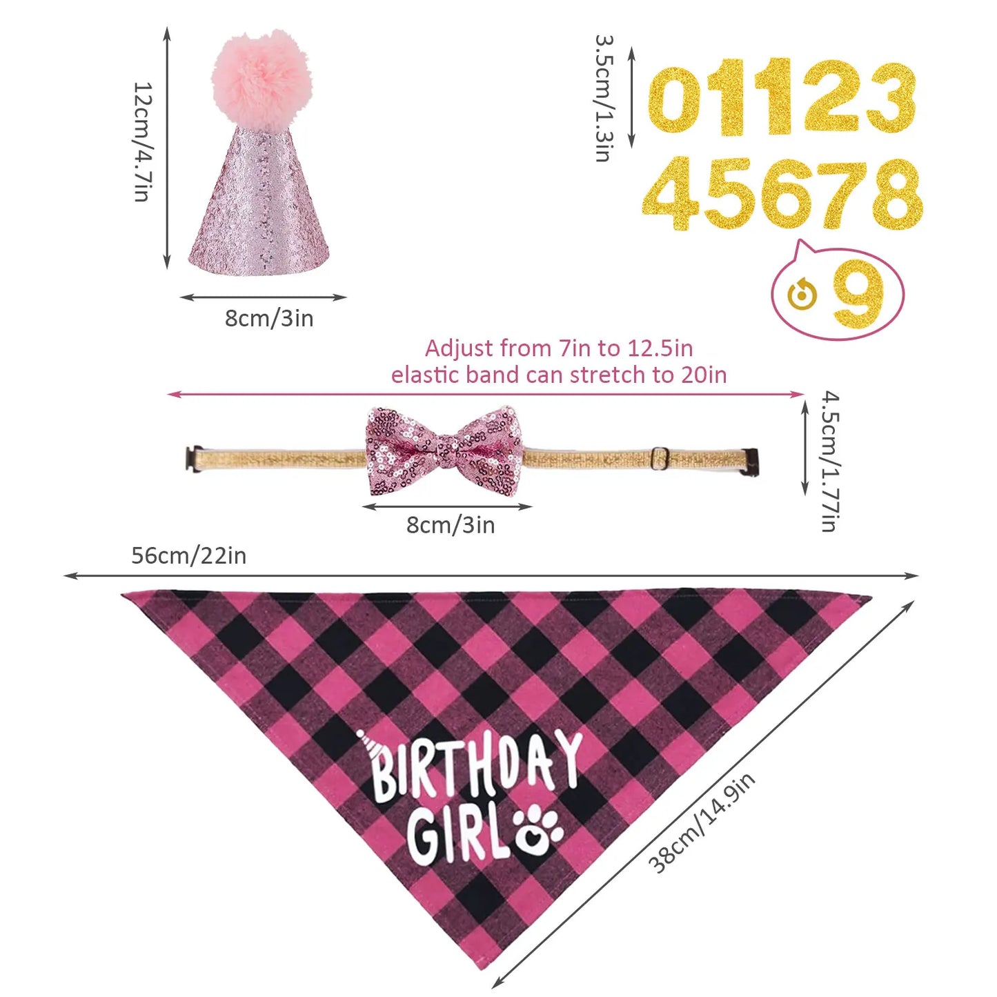 4pcs Dog Birthday Party Supplies, Birthday Boy Dog Bandana, Dog Birthday Hat with Numbers for Medium Large Dogs Pets