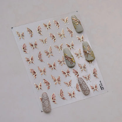 Jelly Butterfly 5D Nail Art Sticker Rhinestone Crystal Charming Shiny Insect Animals DIY Self Adhesive Decoration Manicure Decal