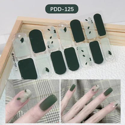 1PC Gel Nail Sticker Patch Slider Flower Gradient Color Back Glue Full Cover Waterproof Gel Nail Sticker UV Lamp Curing Manicur