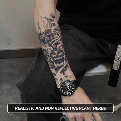 Demon Mask Waterproof Temporary Tattoo Sticker, Long-lasting Waterproof for 1-2 weeks, Realistic Semi-Permanent Fake Tattoo
