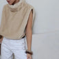 Autumn Winter Turtleneck Eco Mink Fur Tank Tops Sleeveless Jacket Coat New Fashion Faux Fur Sable Vest Crop Top