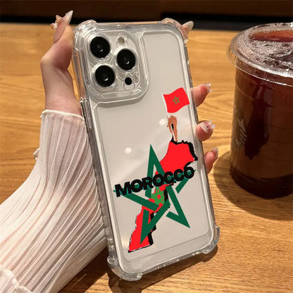 Morocco Flag Passport Coat Phone Case Clear For iPhone 17 16 14 15 11 12 13 Pro Max 16E 15 16 Plus 17 Air Soft Shockproof Cover
