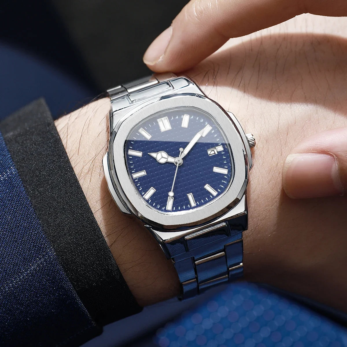 Luxury Square Men Business Watches Simple Calendar Quartz Watch for Mens Clock Reloj Hombre（Without Box）