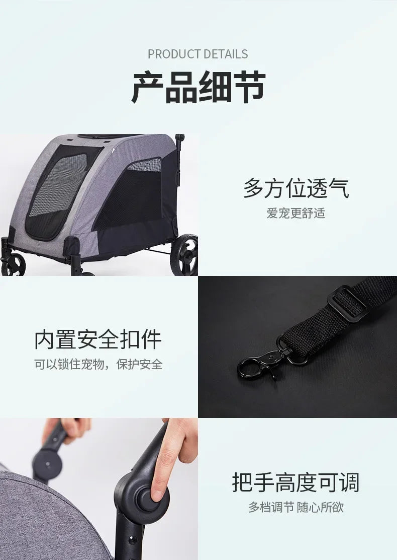 2027functional medium and large pet carts for outdoor travel, large size walking dog carts, portable and foldablePet Strollers