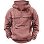 Men's Casual Sports Hooded Sweatshirt New Style Outdoor Thick Fashionable Loose Long-Sleeved Pullover with Multiple Pockets