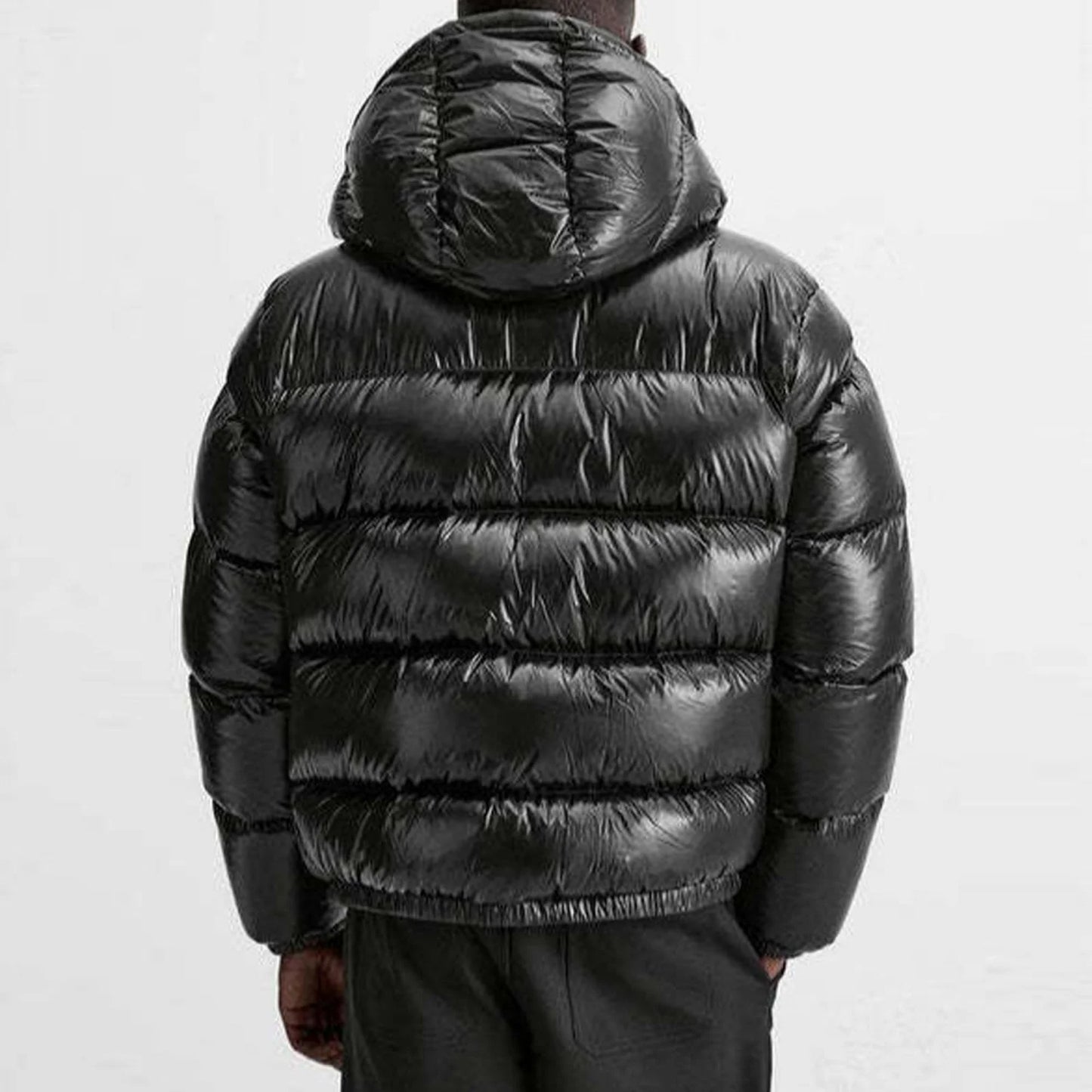 Men'S Down Jacket Casual Solid-Color Hooded Cotton-Padded Jacket Men'S Thickened Winter Warm Coat Loose Pocket Bread Jacket Coat