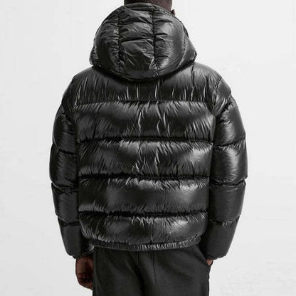 Men'S Down Jacket Casual Solid-Color Hooded Cotton-Padded Jacket Men'S Thickened Winter Warm Coat Loose Pocket Bread Jacket Coat