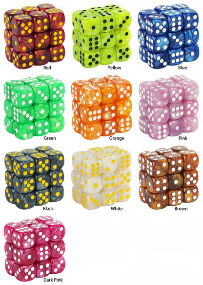 16MM Round Corner Game Dice Set 6-Sided Marble Acrylic Dices for  Tabletop Game Gambling Entertainment Party