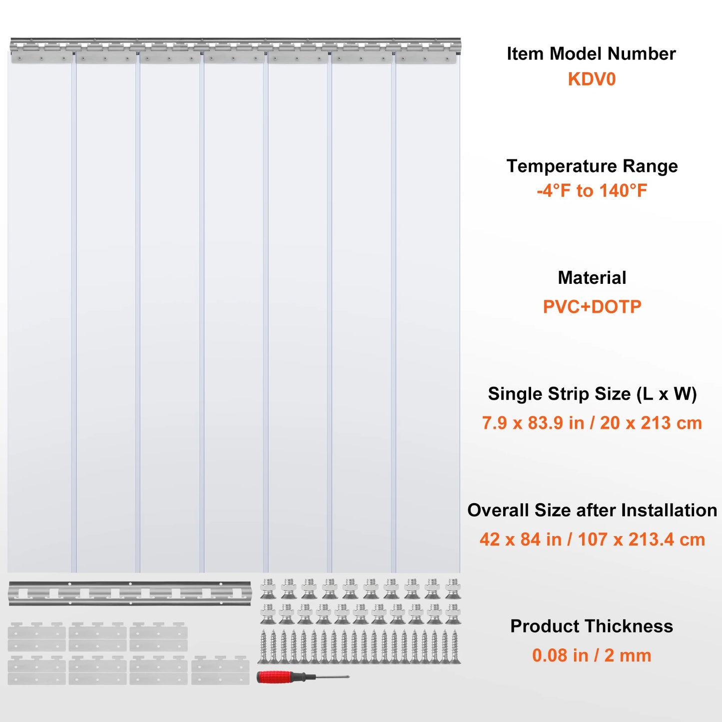 SucceBuy PVC Clear Strip Curtain 84" x 38"/48"/60" Plastic Windproof Door Freezer Curtain Hanging Strips for Warehouse Home