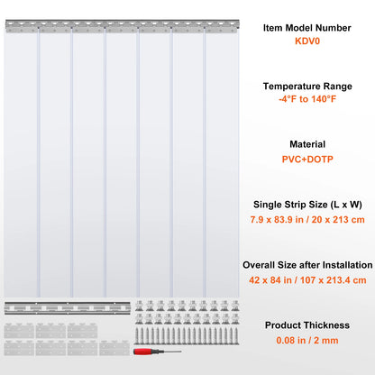 SucceBuy PVC Clear Strip Curtain 84" x 38"/48"/60" Plastic Windproof Door Freezer Curtain Hanging Strips for Warehouse Home