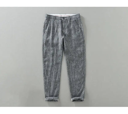 Summer New Pure Linen Casual Slim Pants for Men Clothing Thin Breathable Streetwear Men Trousers EC1335