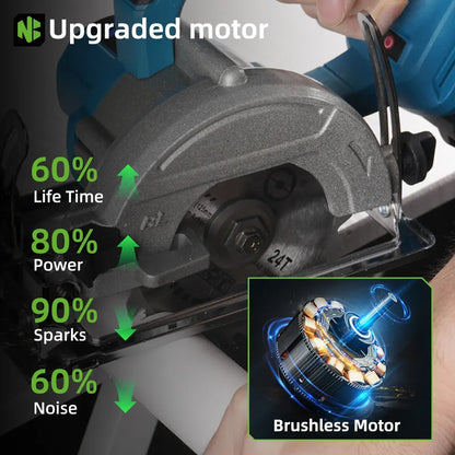 NEWBENY 5 Inch 125MM Brushless Circular Saw Cordless Electric Saw Multifunction Wood Cutting Power Tool for Makita Battery Pin