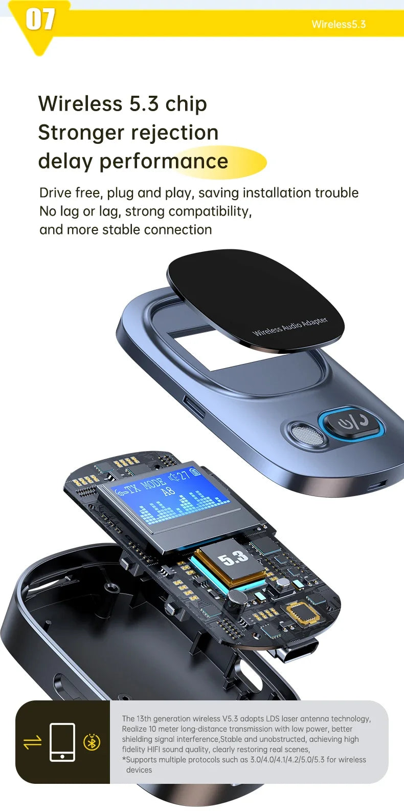VIKEFON Car AUX Bluetooth Audio Receiver Transmitter TF Card Jack RCA Airplane Wireless Adapter Mic for TV PC Headphone Speaker