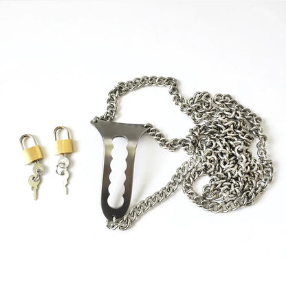 Stainless Steel Invisible Female Chastity Belt Sexy Briefs Leather Bondage Metal Chain Erotic Pants Adult Games BDSM Fetish Wear