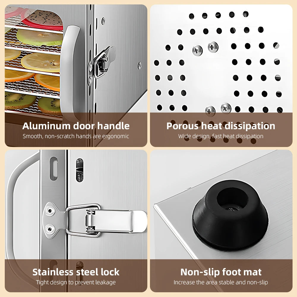Dehydrators for Food and Jerky with 24H Timer and Light, 12 Drying Racks 800W 30-90℃ Vegetable Fruit Dehydrator EU Plug