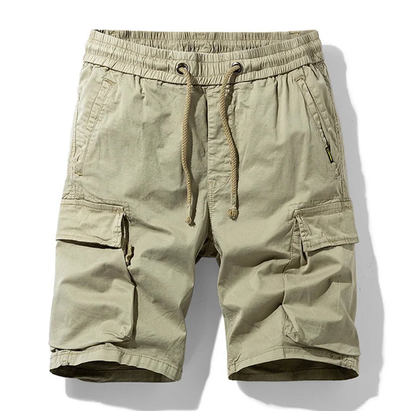 Men Summer New Multi Pockets Cotton Cargo Shorts Men Fashion Solid Quick Dry Joggers Shorts Pants Outdoor Breathable Shorts Male