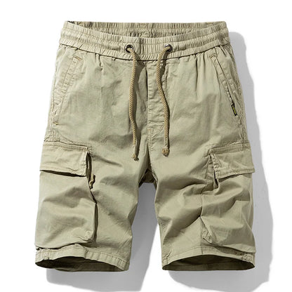 Men Summer New Multi Pockets Cotton Cargo Shorts Men Fashion Solid Quick Dry Joggers Shorts Pants Outdoor Breathable Shorts Male