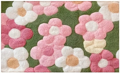 Vibrant Floral Bath Mat – Ultra-Soft, Quick-Dry & Non-Slip Rug for Bathroom, Kitchen & Entryway, Ideal Housewarming Gift