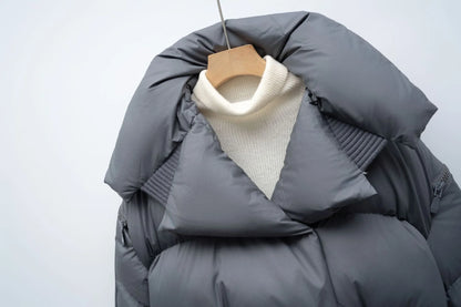 Overcoat New Fashion Women Down Jacket Winter White Duck Down High Quality Knitted Patchwork Lapel Women Down Jacket