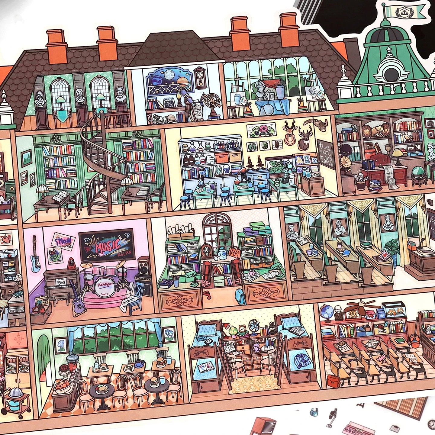 Kawaii College of Fine Arts 3D Candy Apartment Landscape Sticker  DIY Pocket Cabin Scene festival gift