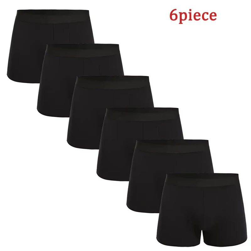 6pcs Pack Black Boxer Shorts Men Underpants Soft Breathable Male Underwear Men Leisure Boxer Briefs 2026 Panties