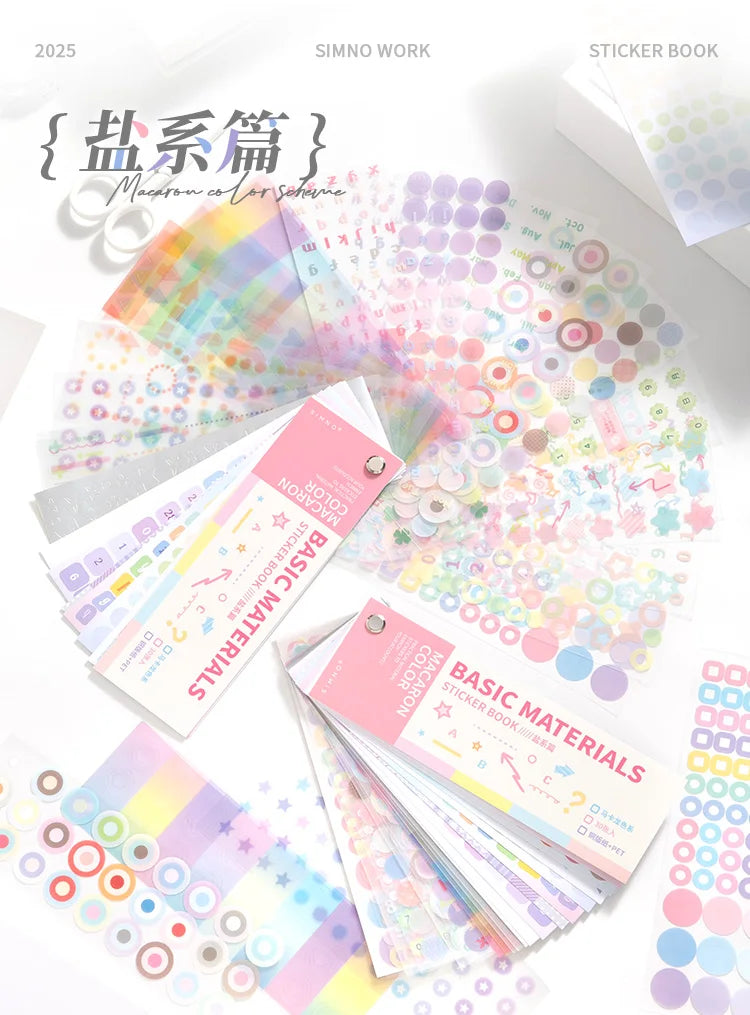 30/60 Pcs Multi material die-cutting Cartoon sticker book Kit Scrapbooking Stickers Decor Journal Supplies Aesthetics Stationery
